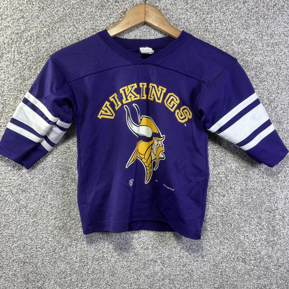 Vintage Minnesota Vikings‎ Shirt Boys Small Purple NFL Football GS 90s Tee